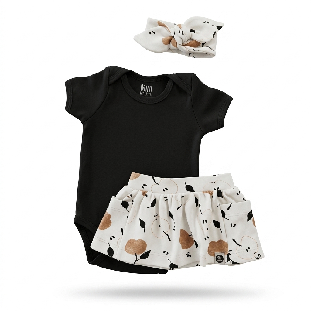 Baby Girl Outfit Set - Bodysuit, Skirt, Headband