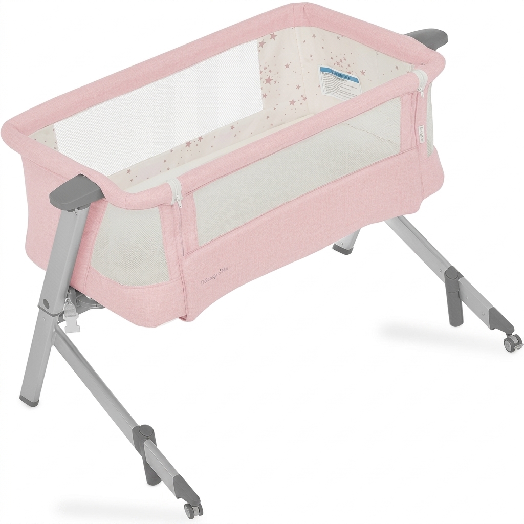 Pink Portable Baby Bassinet with Mesh Sides