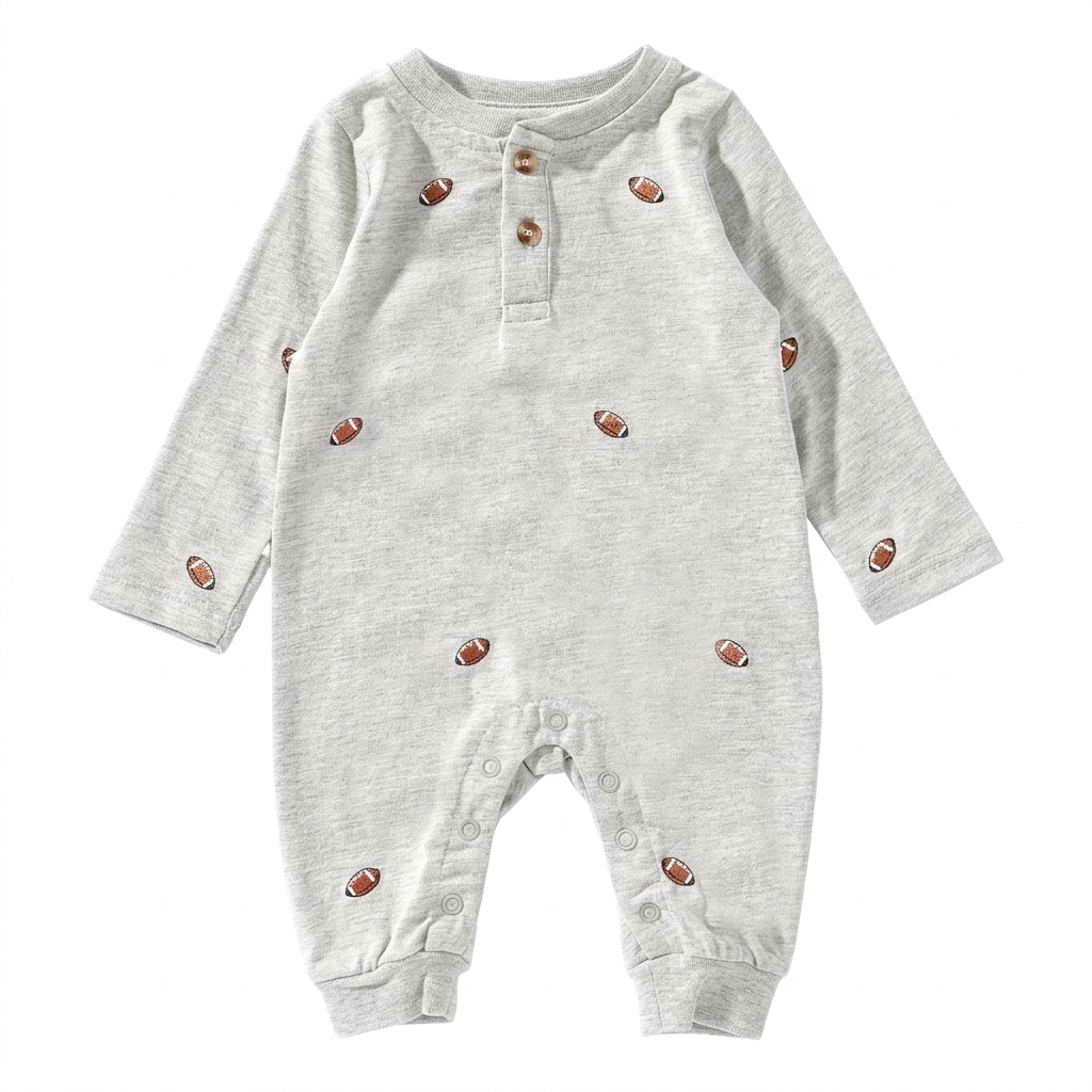 Baby Football Print Henley Romper