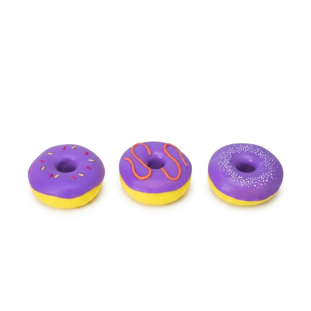 Purple Donut Miniature Toys Set of 3