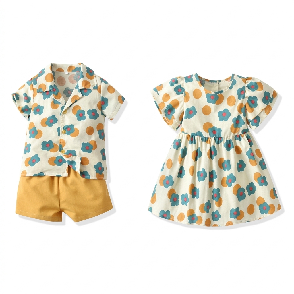 Kids' Floral Polka Dot Outfit Set