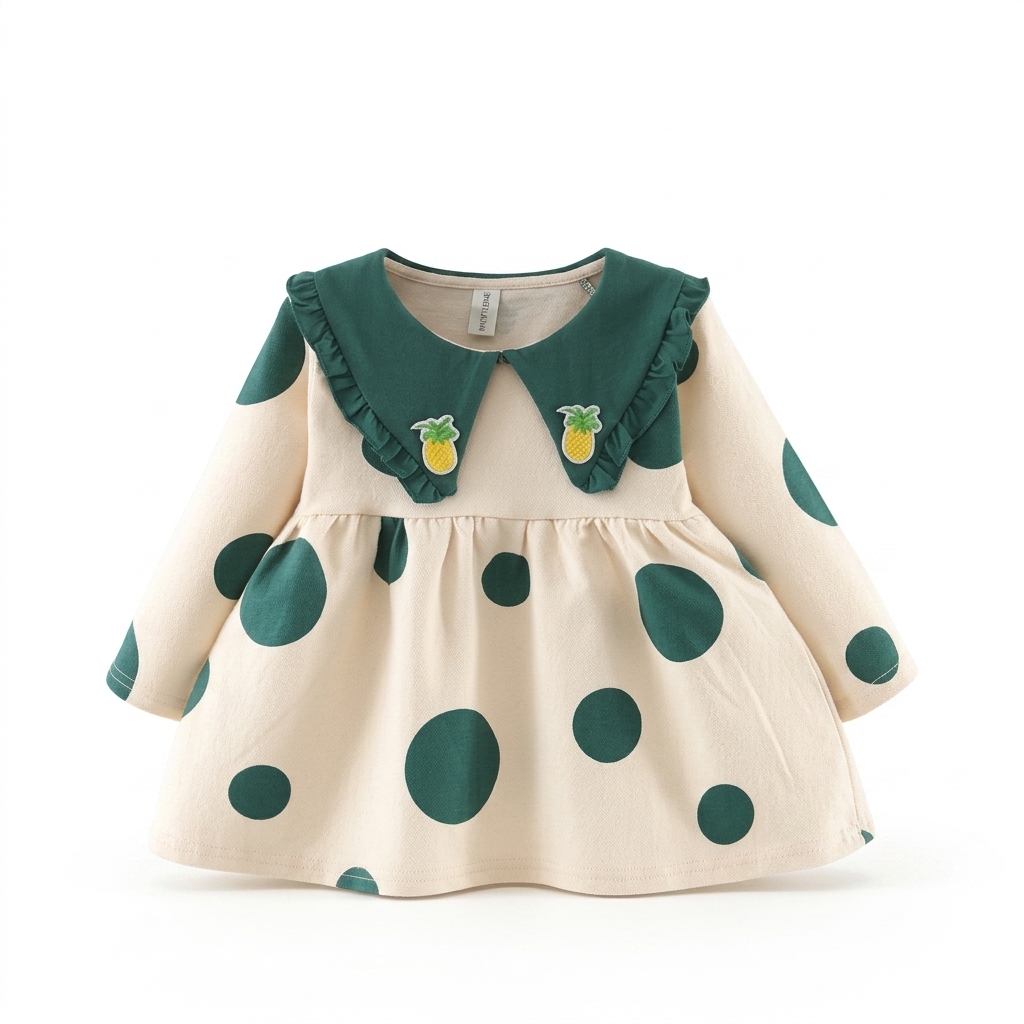 Baby Girl Polka Dot Dress | Ruffled Collar