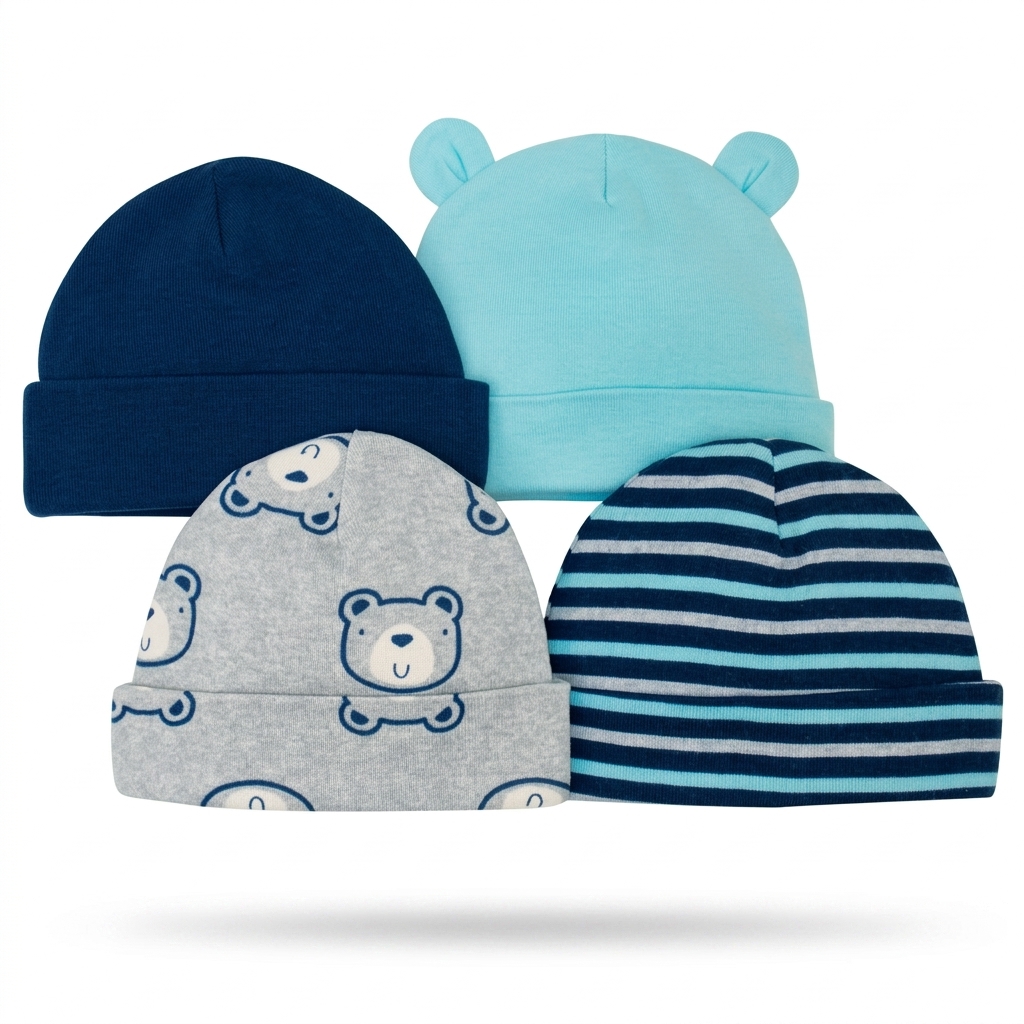 Baby Beanie Caps (4-Pack) | Soft & Cozy