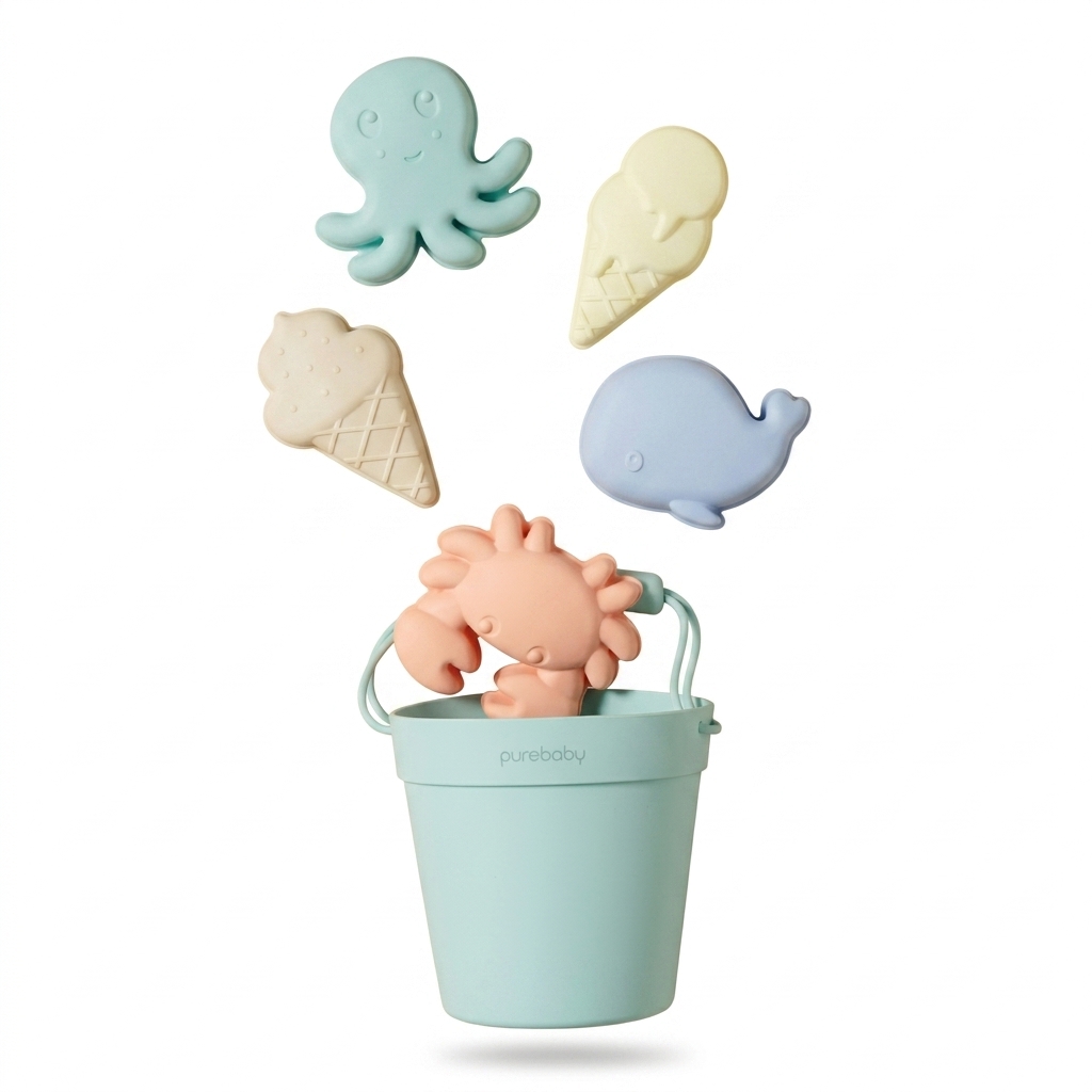 Silicone Beach Toy Set | Sand Molds & Bucket