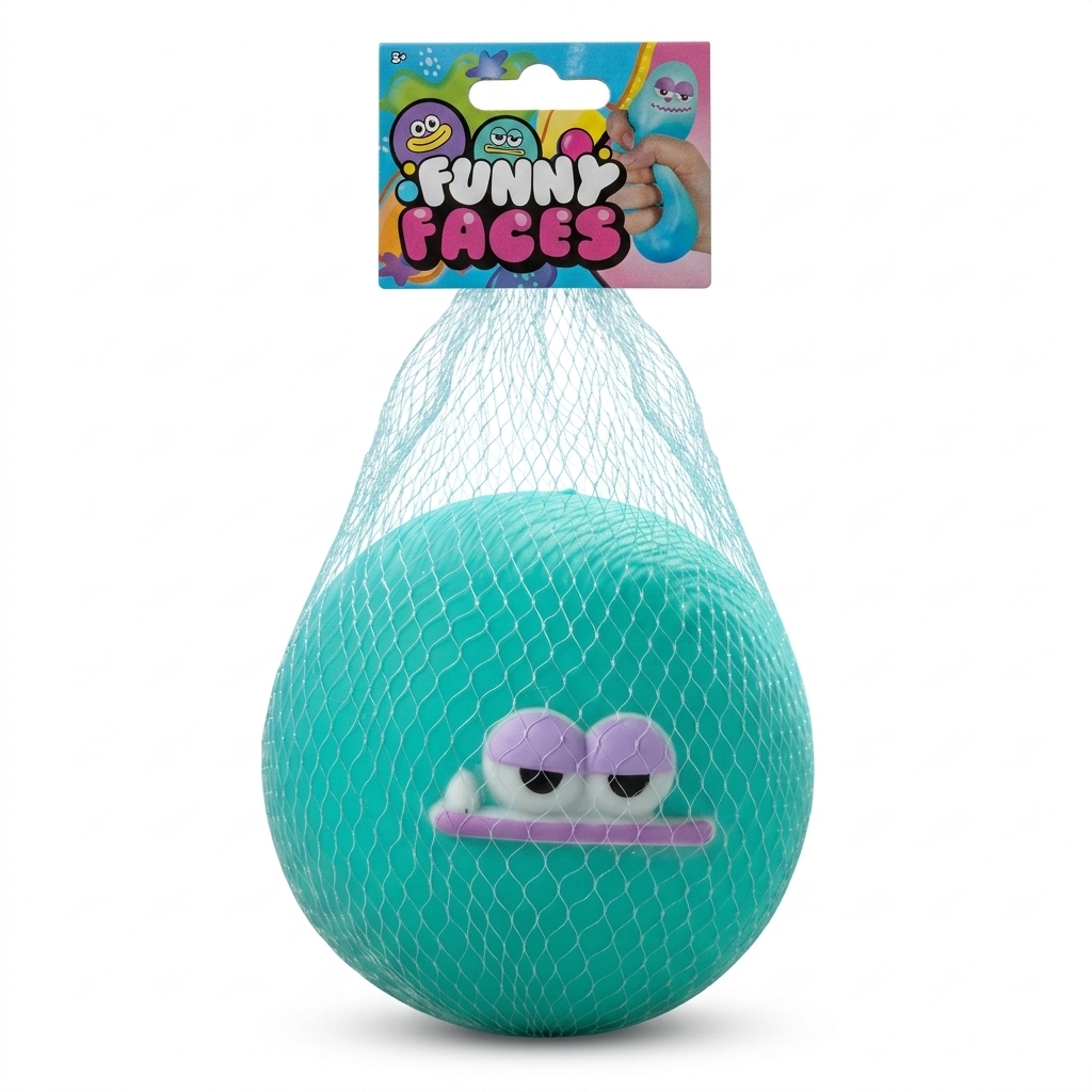 Funny Faces Teal Stress Ball Toy for Kids