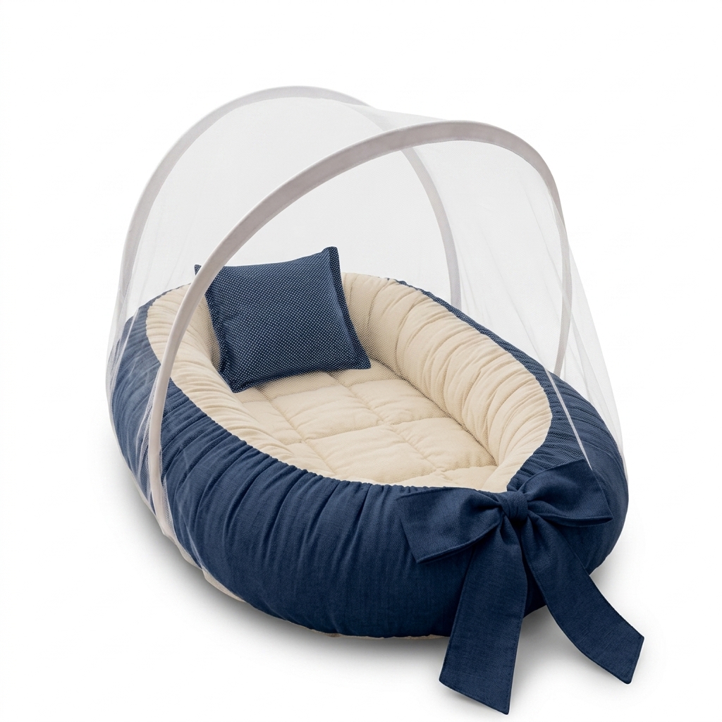 Baby Nest Lounger with Mosquito Net & Pillow