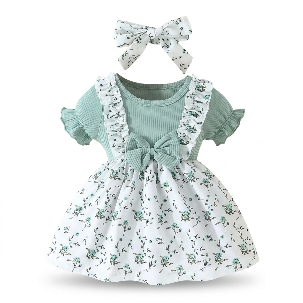 Baby Girl Floral Dress & Headband Set