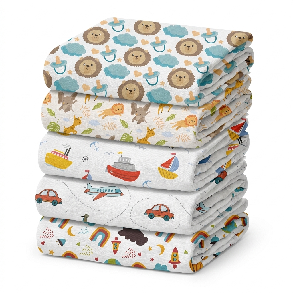 Baby Printed Muslin Swaddle Blankets Set