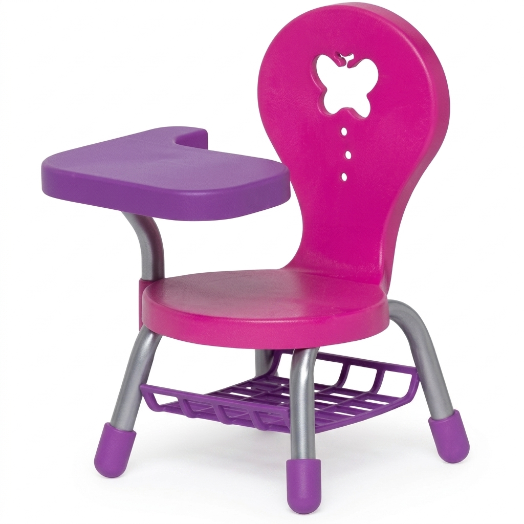Doll School Desk & Chair with Butterfly Cutout