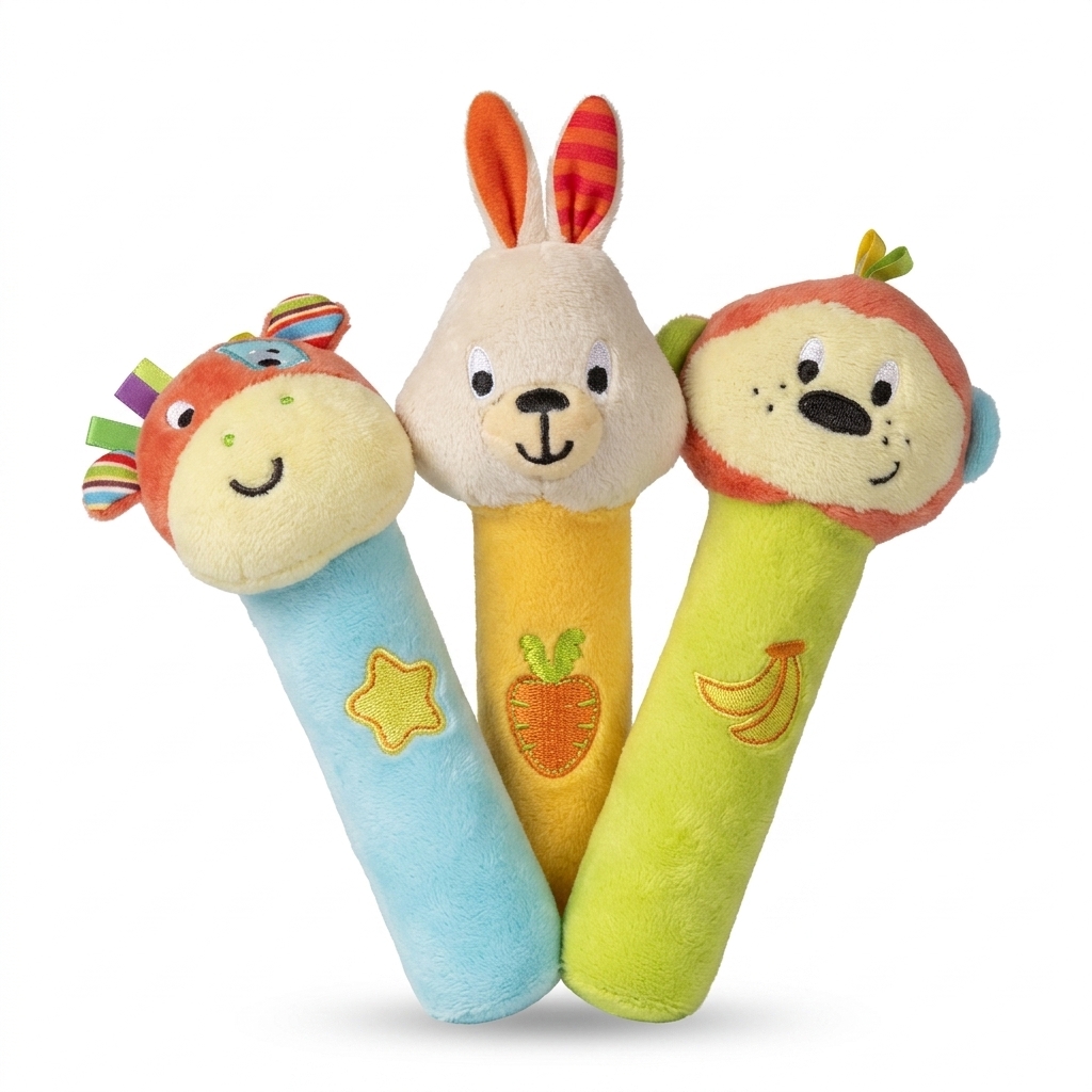 Plush Animal Baby Rattles Set | Soft Infant Toys