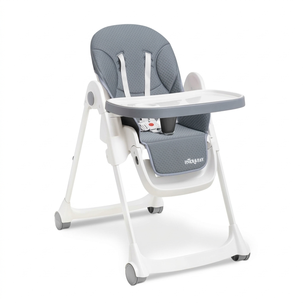 Adjustable Baby High Chair with Tray & Wheels