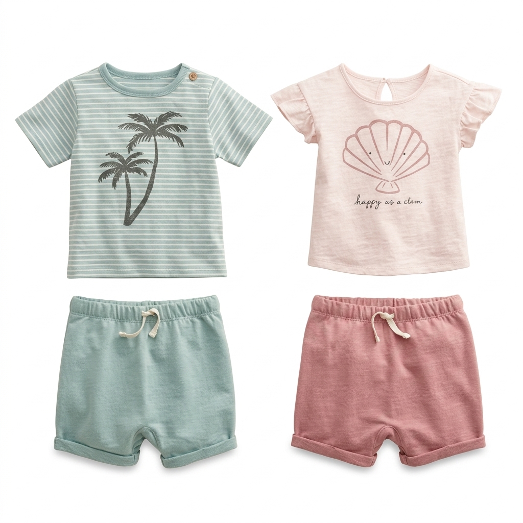 Baby Summer T-Shirt & Shorts Set - 2 Pack