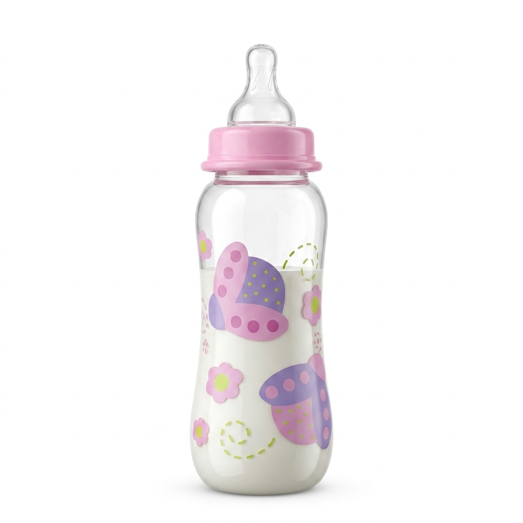 Cute Pink Baby Feeding Bottle with Nipple