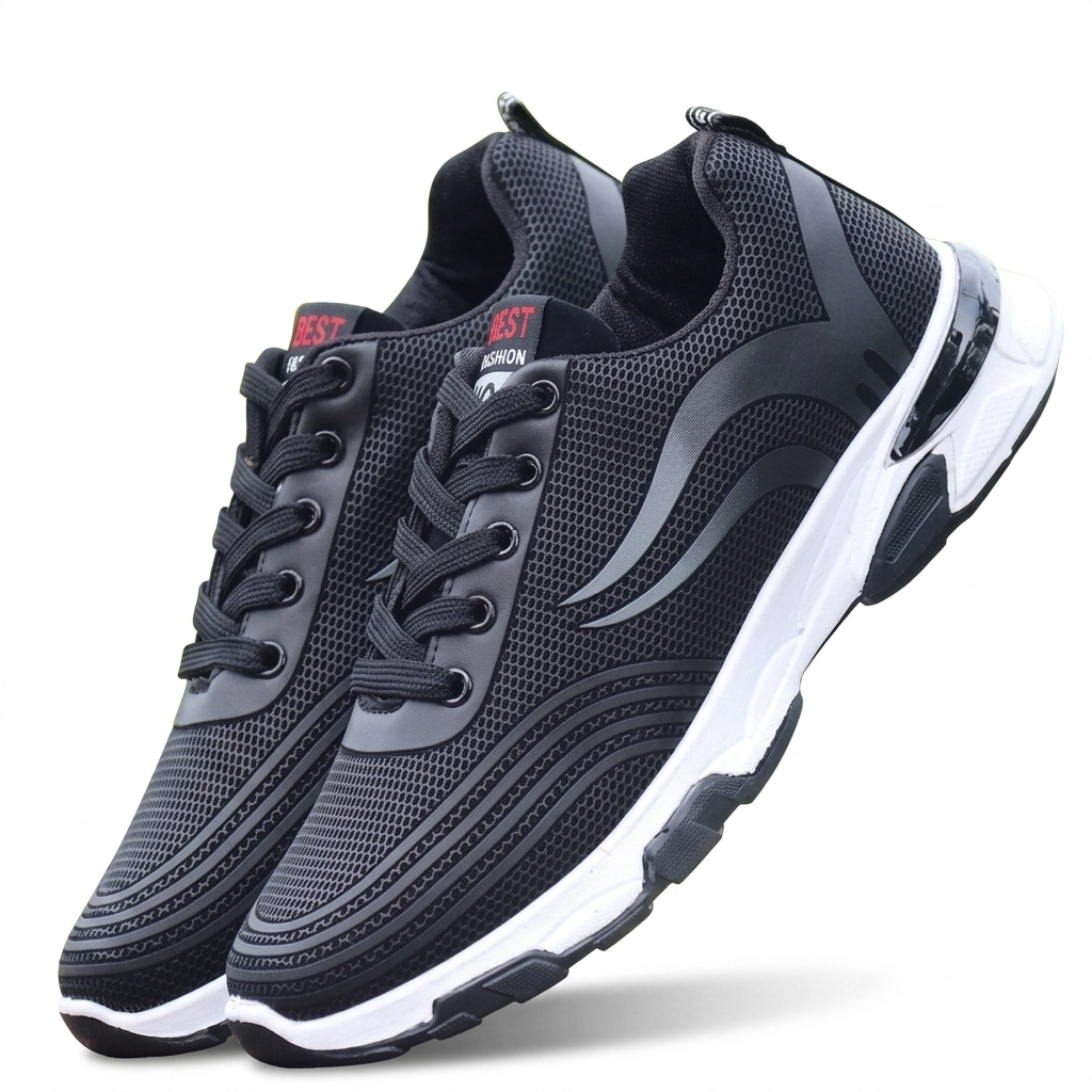Men's Black Mesh Lightweight Running Shoes