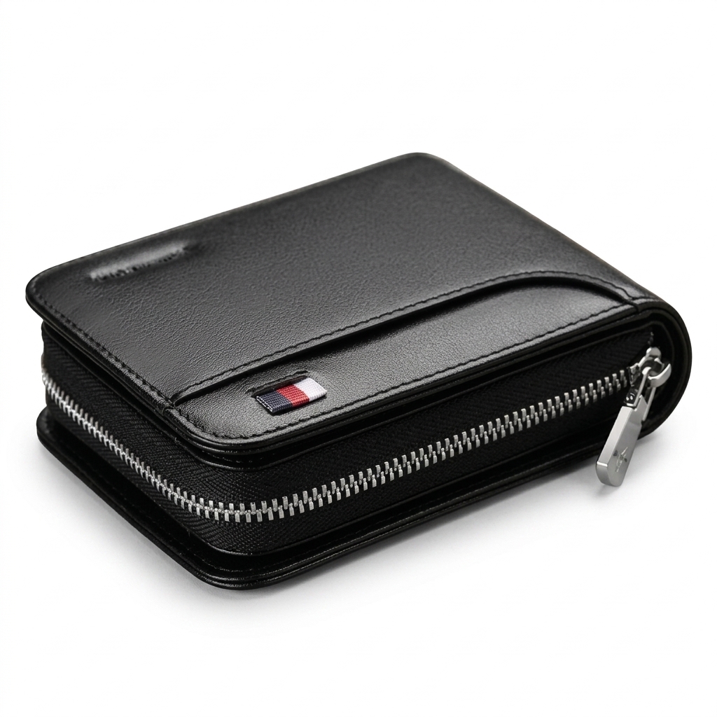 Men's Black Zippered Wallet