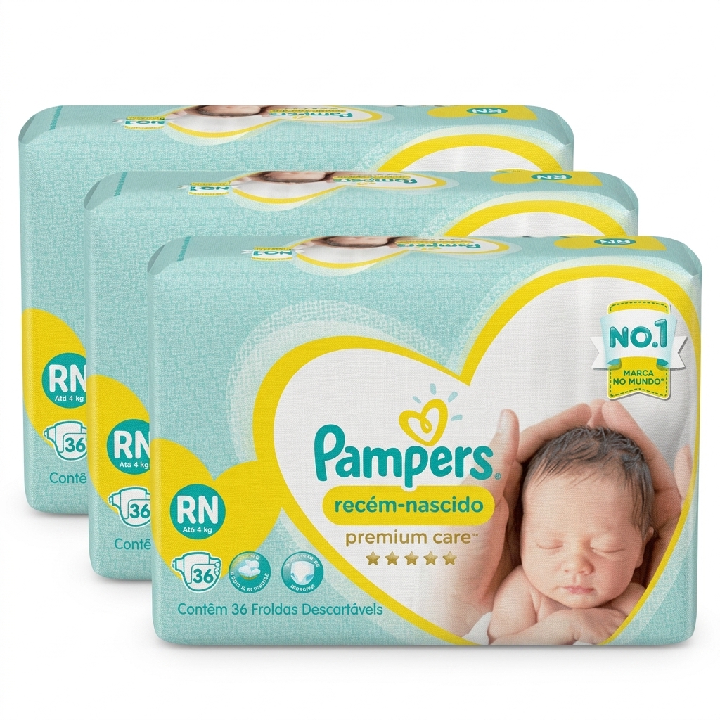 Pampers Premium Care Newborn Diapers RN 36 Count x3
