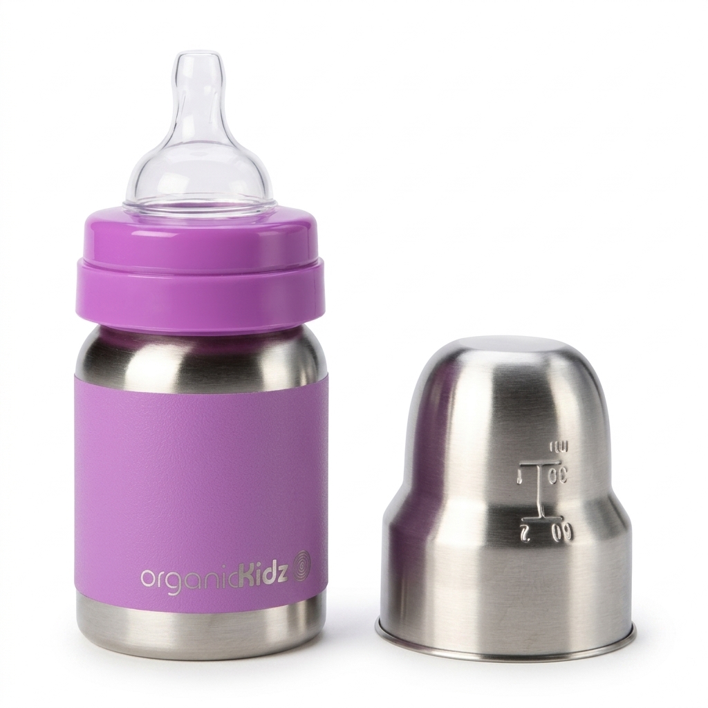 organicKidz Stainless Steel Baby Bottle Purple