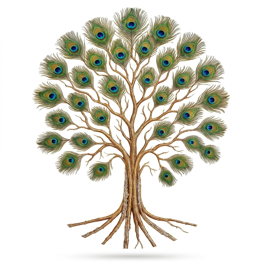 Peacock Feather Tree Wall Art Decor