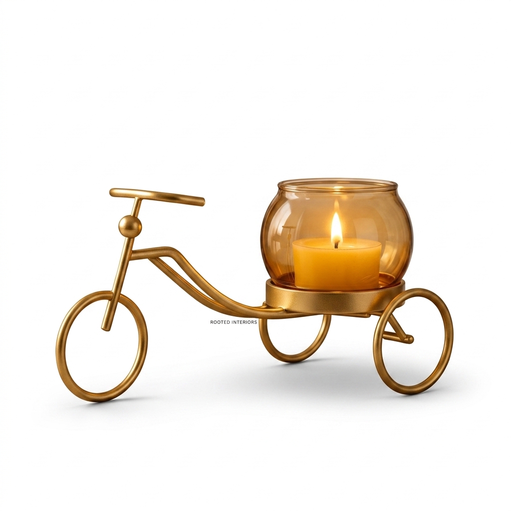 Golden Tricycle Candle Holder for Home Decor