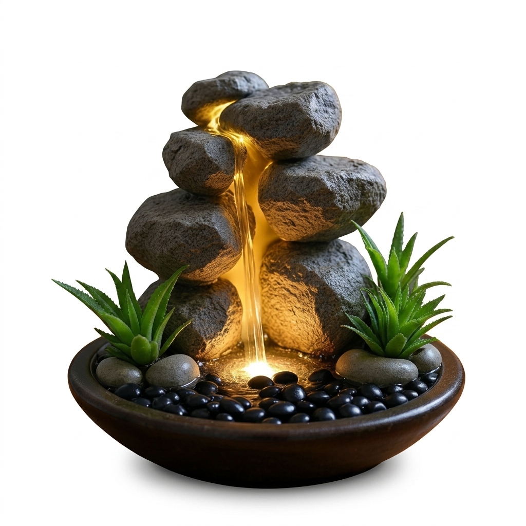 Illuminated Tabletop Water Fountain for Home Decor