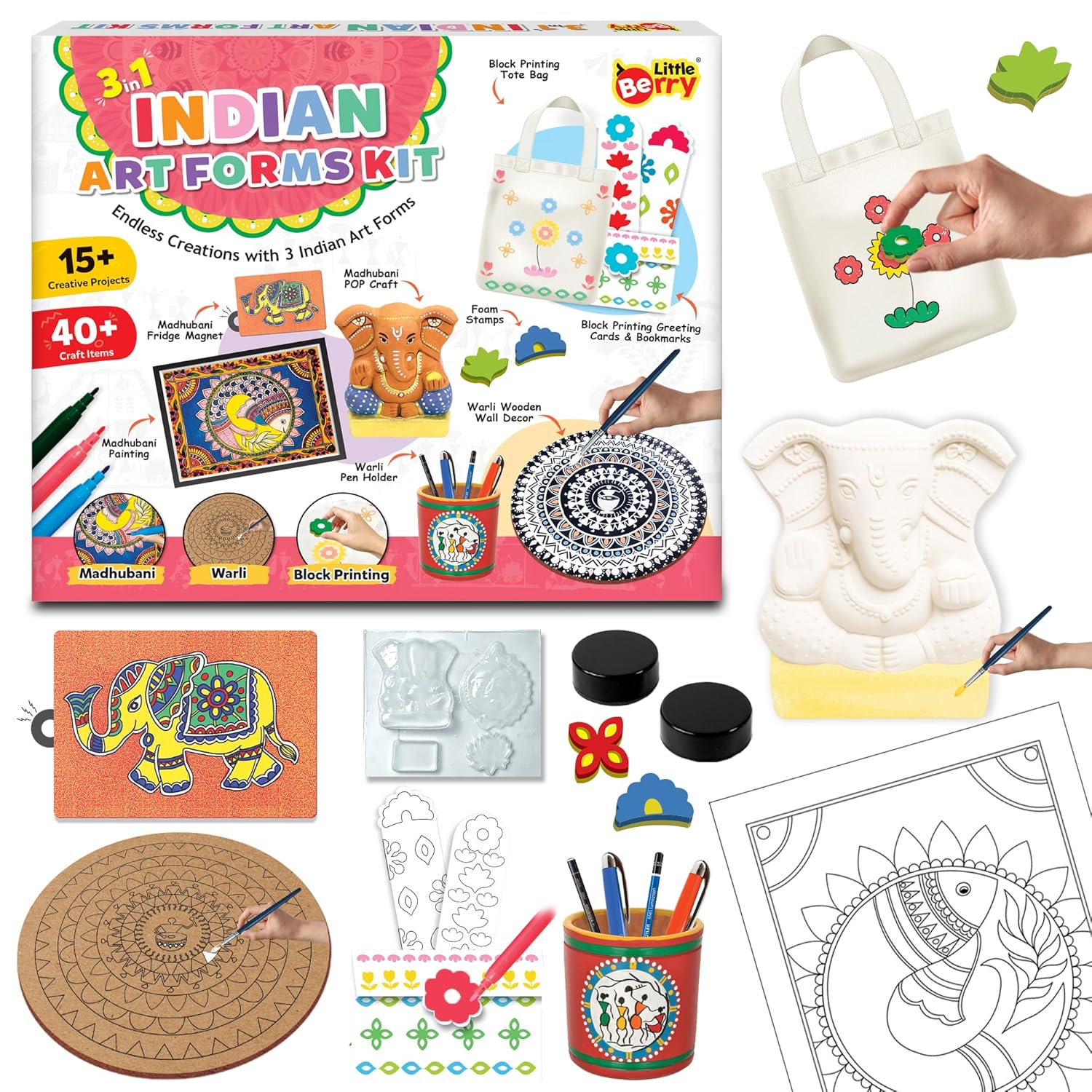 Little Berry 3-in-1 Indian Art Forms Craft Kit