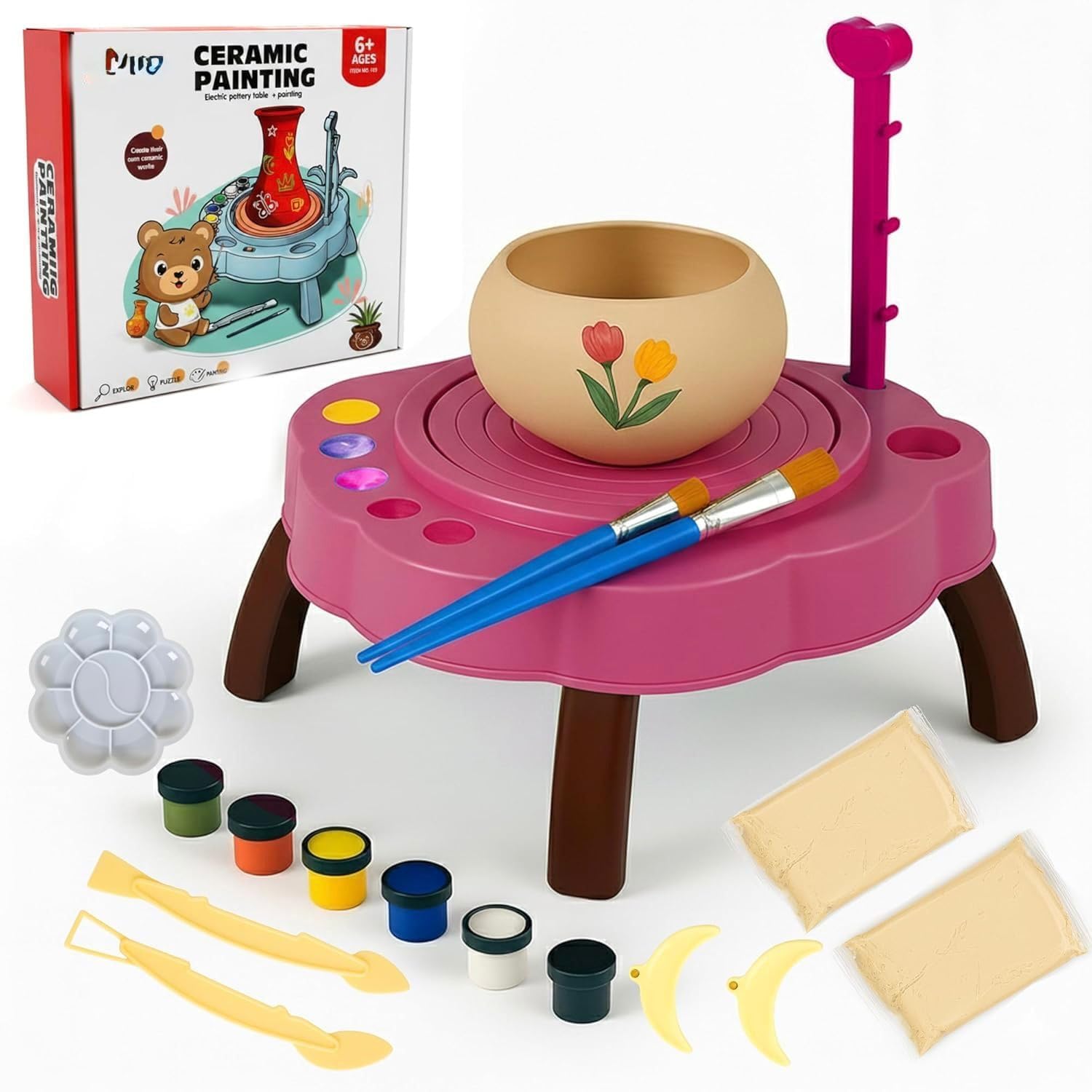 Kids Electric Pottery Wheel & Ceramic Painting Kit