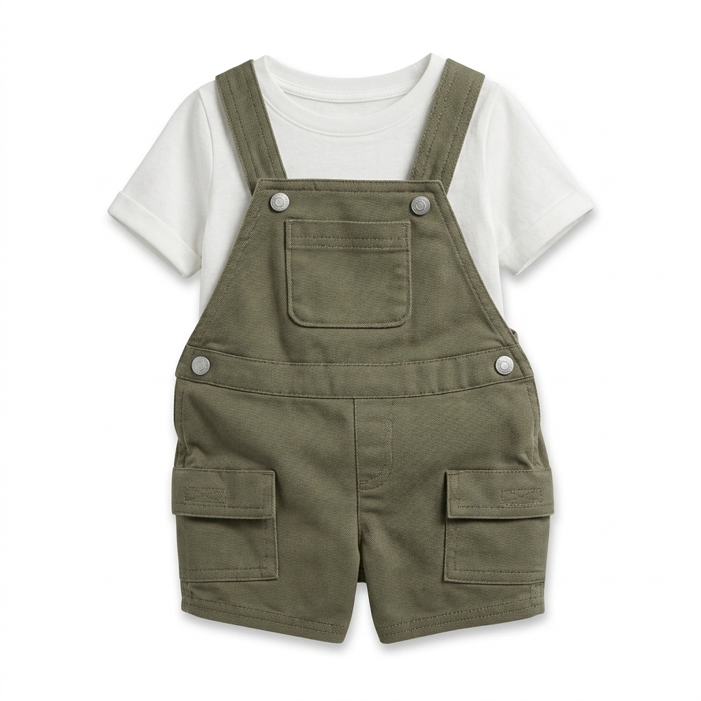 Baby Boys' Overalls & Tee Set | Olive Green