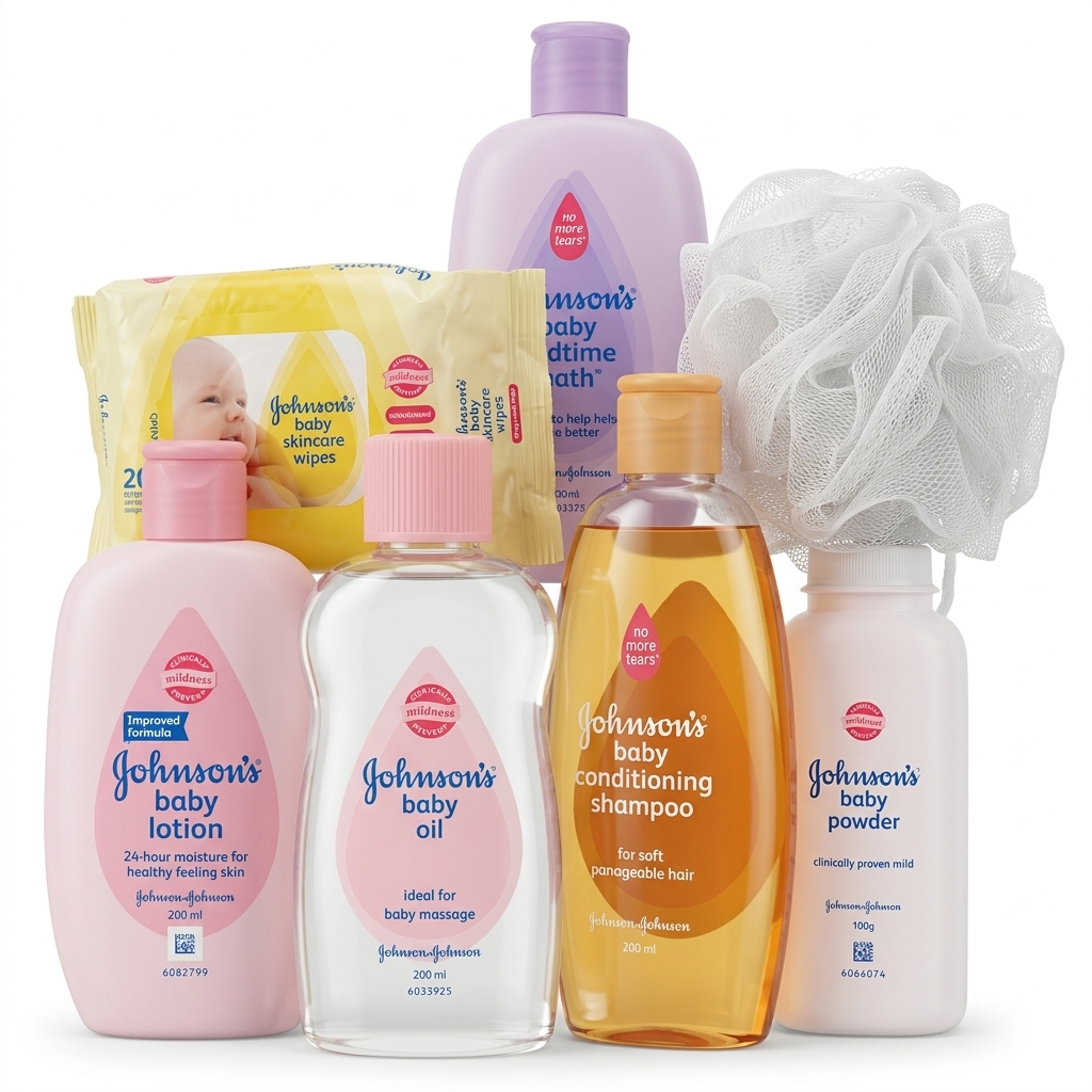 Johnson's Baby Care Kit | Lotion, Oil, Shampoo, Powder