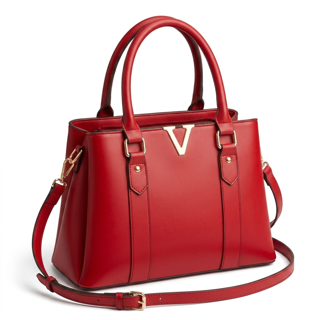 Stylish Red Faux Leather Handbag for Women