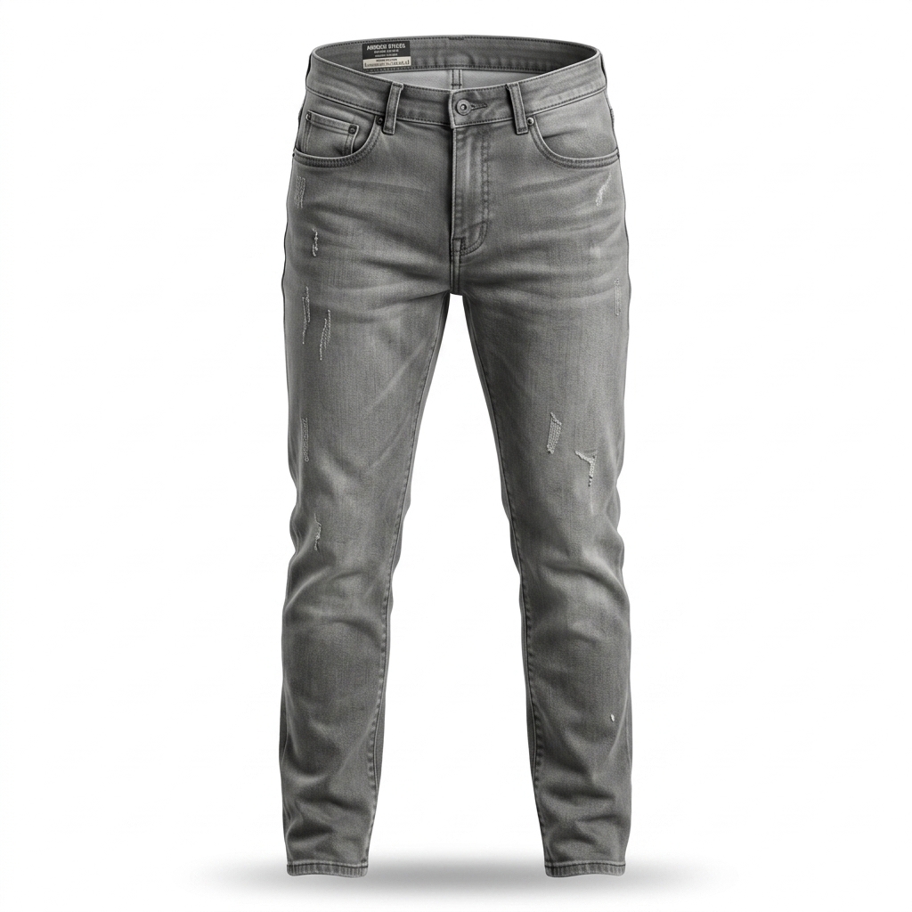 Men's Grey Distressed Slim Fit Jeans