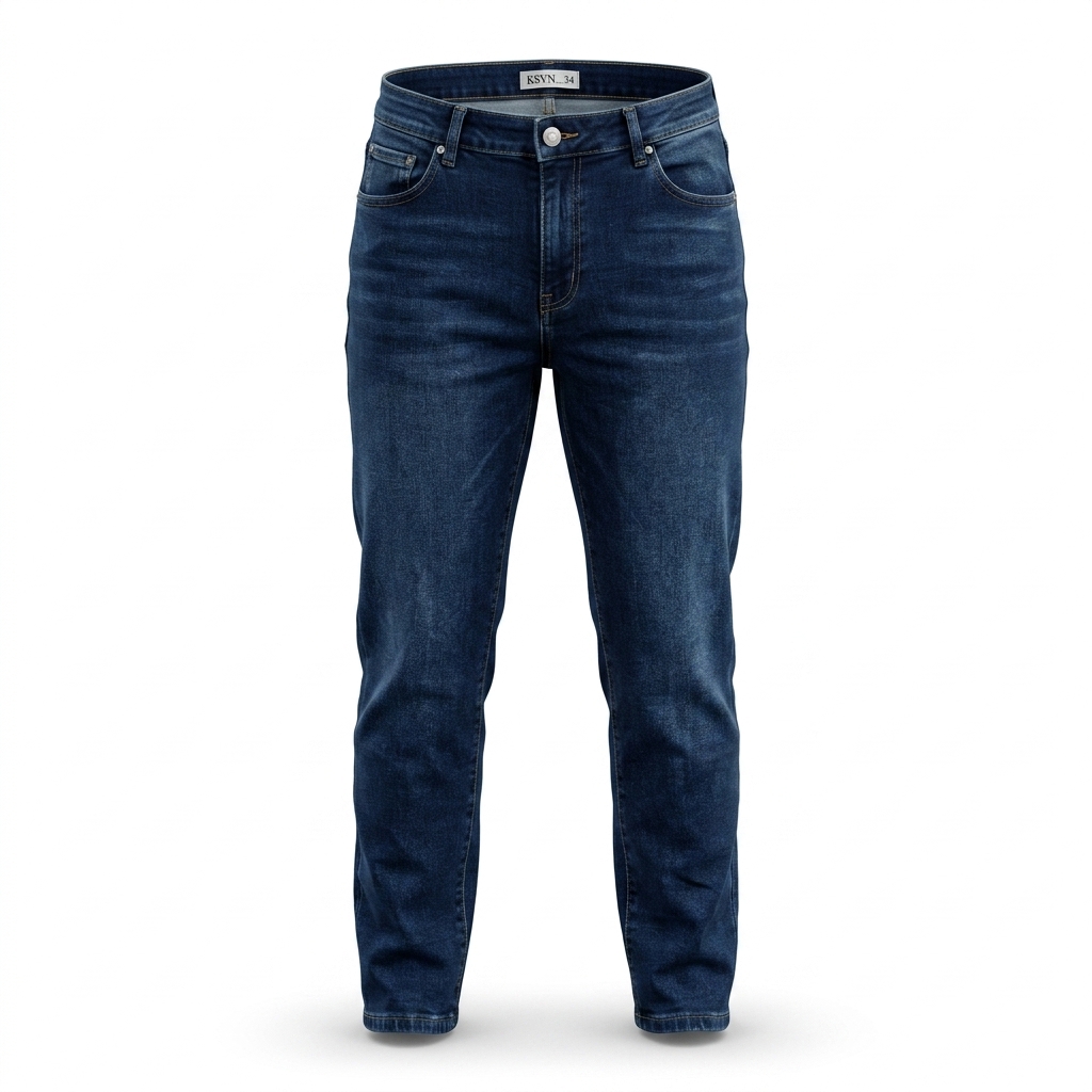 Men's Dark Blue Washed Slim Fit Jeans for Men
