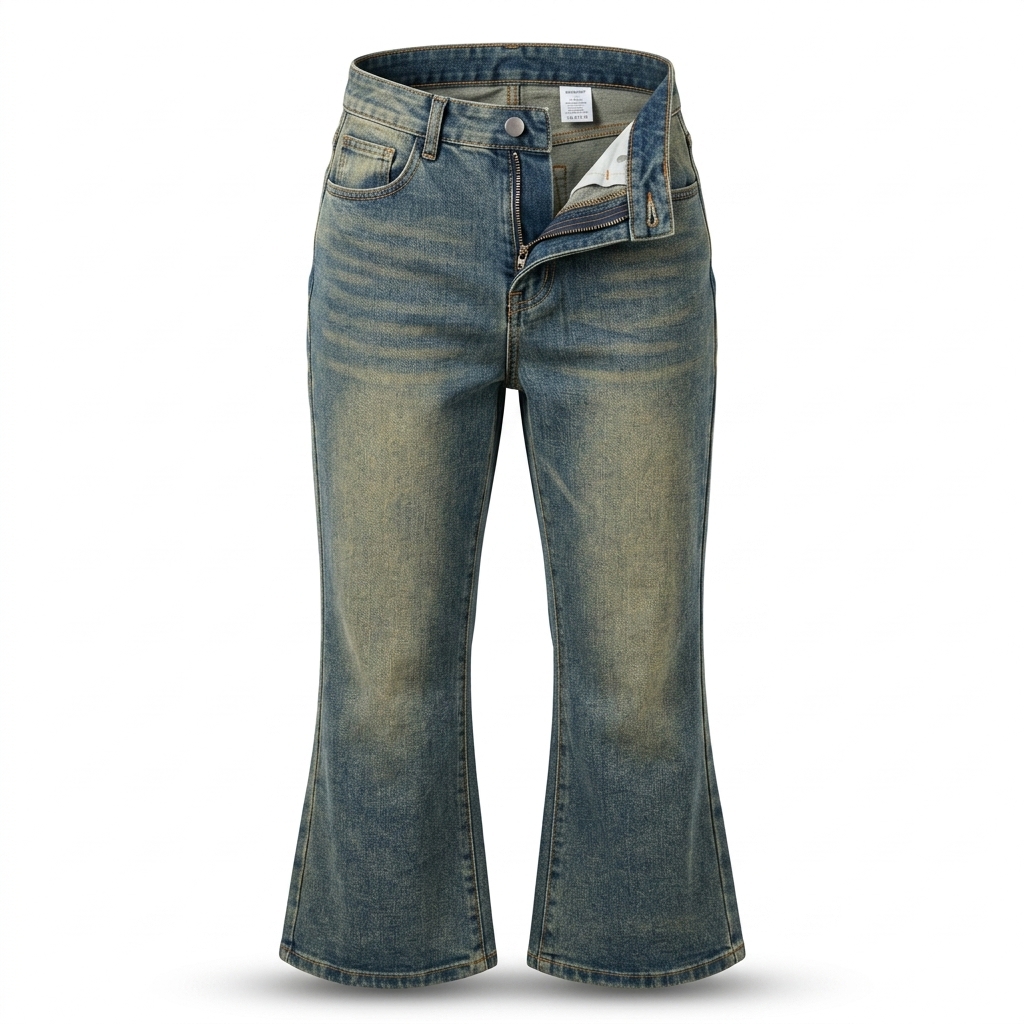 Blue Washed Flared Denim Jeans for Women