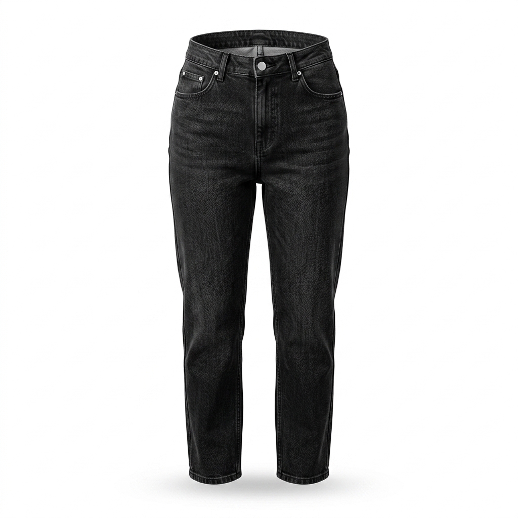 Women's High-Waist Straight Fit Black Jeans