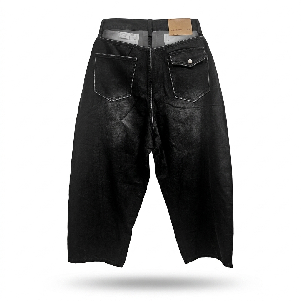 Washed Black Wide Leg Denim Jeans