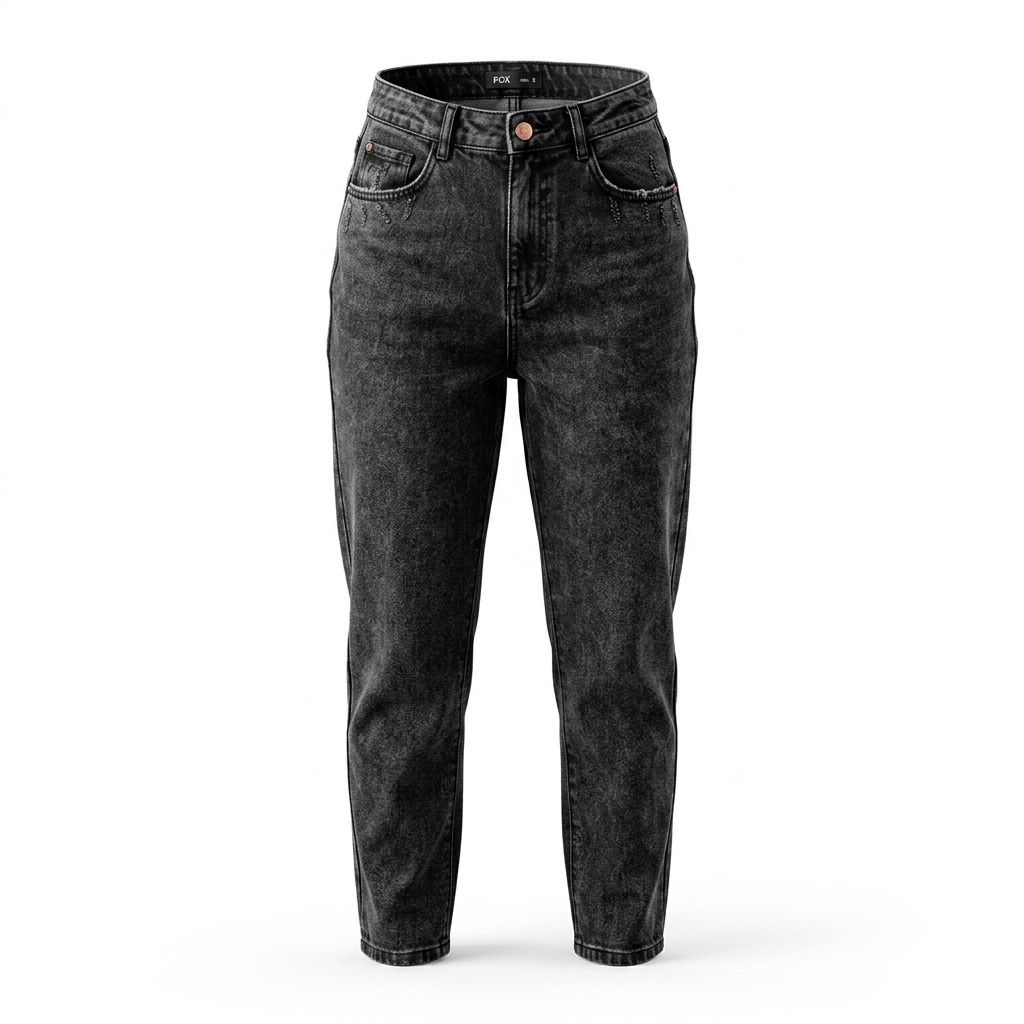 Women's Washed Black High-Waist Jeans