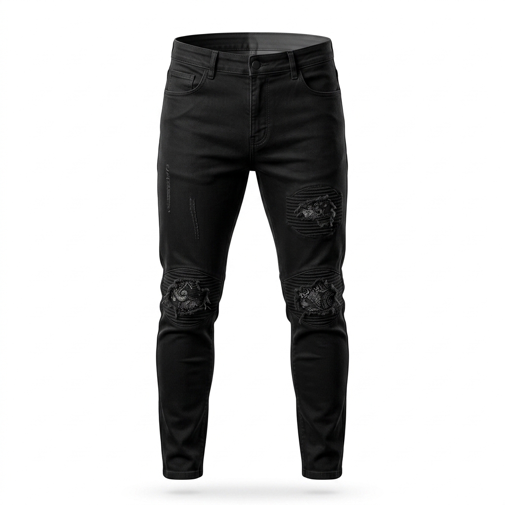 Men's Black Ripped Slim Fit Jeans