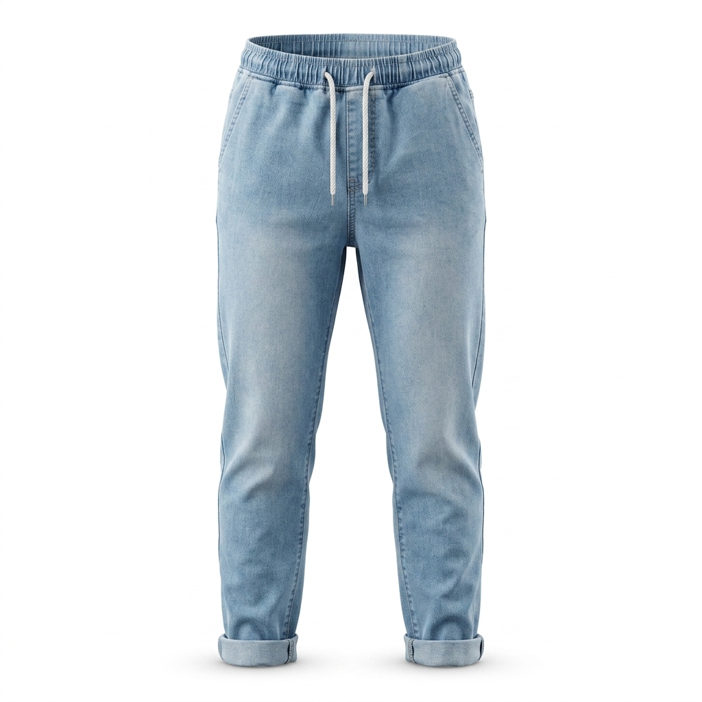 Light Blue Denim Jogger Pants for Men