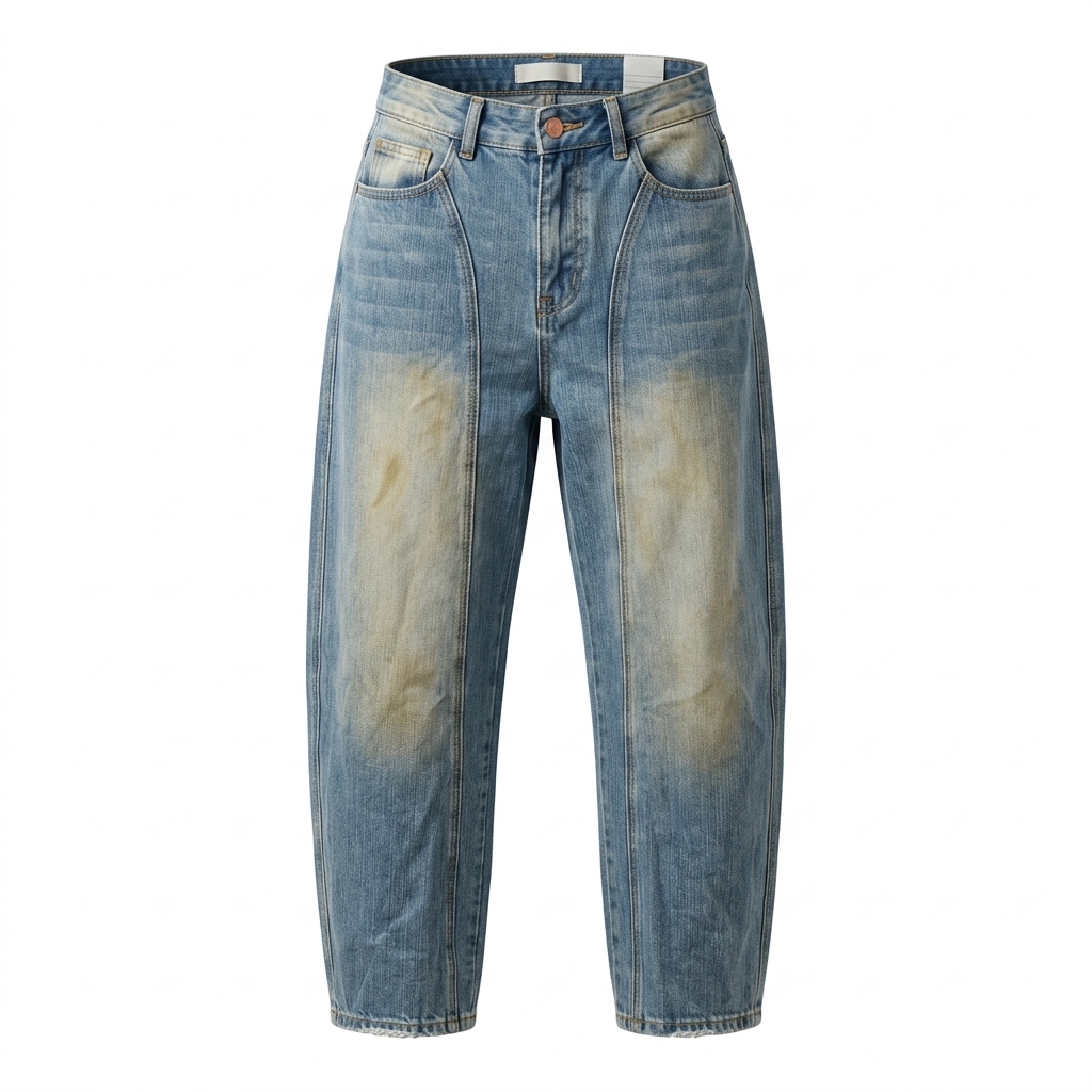 Distressed High-Waist Barrel Leg Jeans for Women