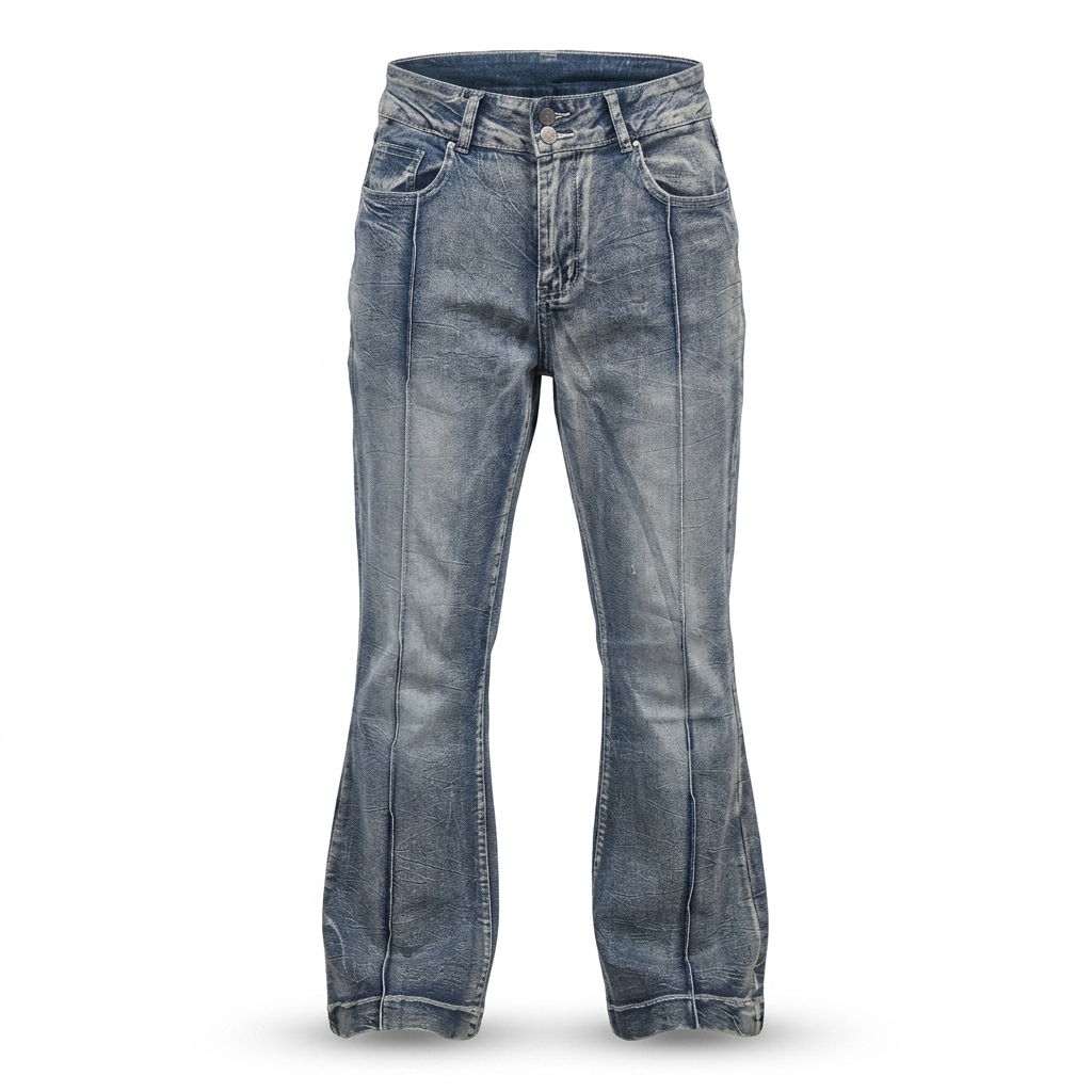 Washed Flared Denim Jeans for Men & Women