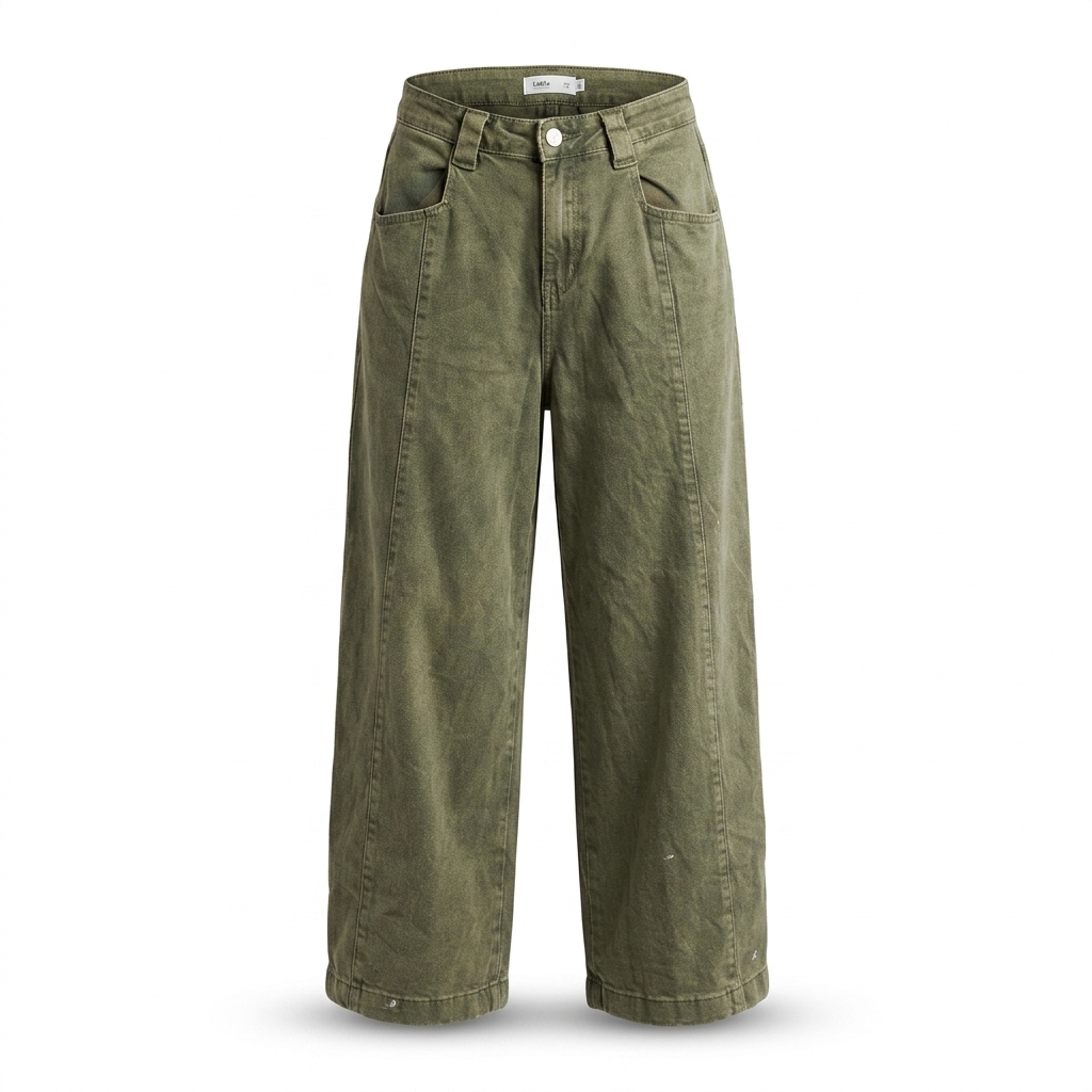 Women's Olive Green Wide Leg Utility Pants