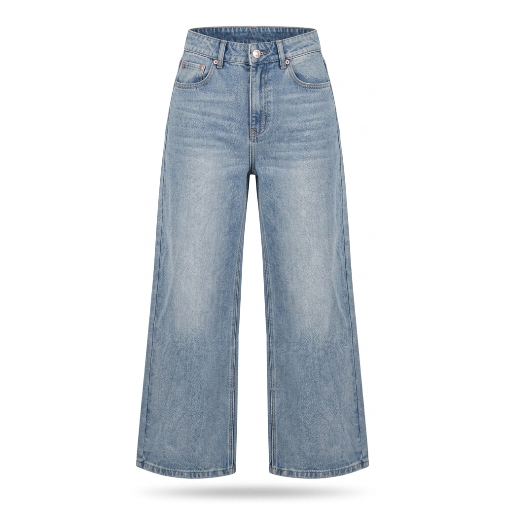 Women's Light Blue Wide Leg Denim Jeans
