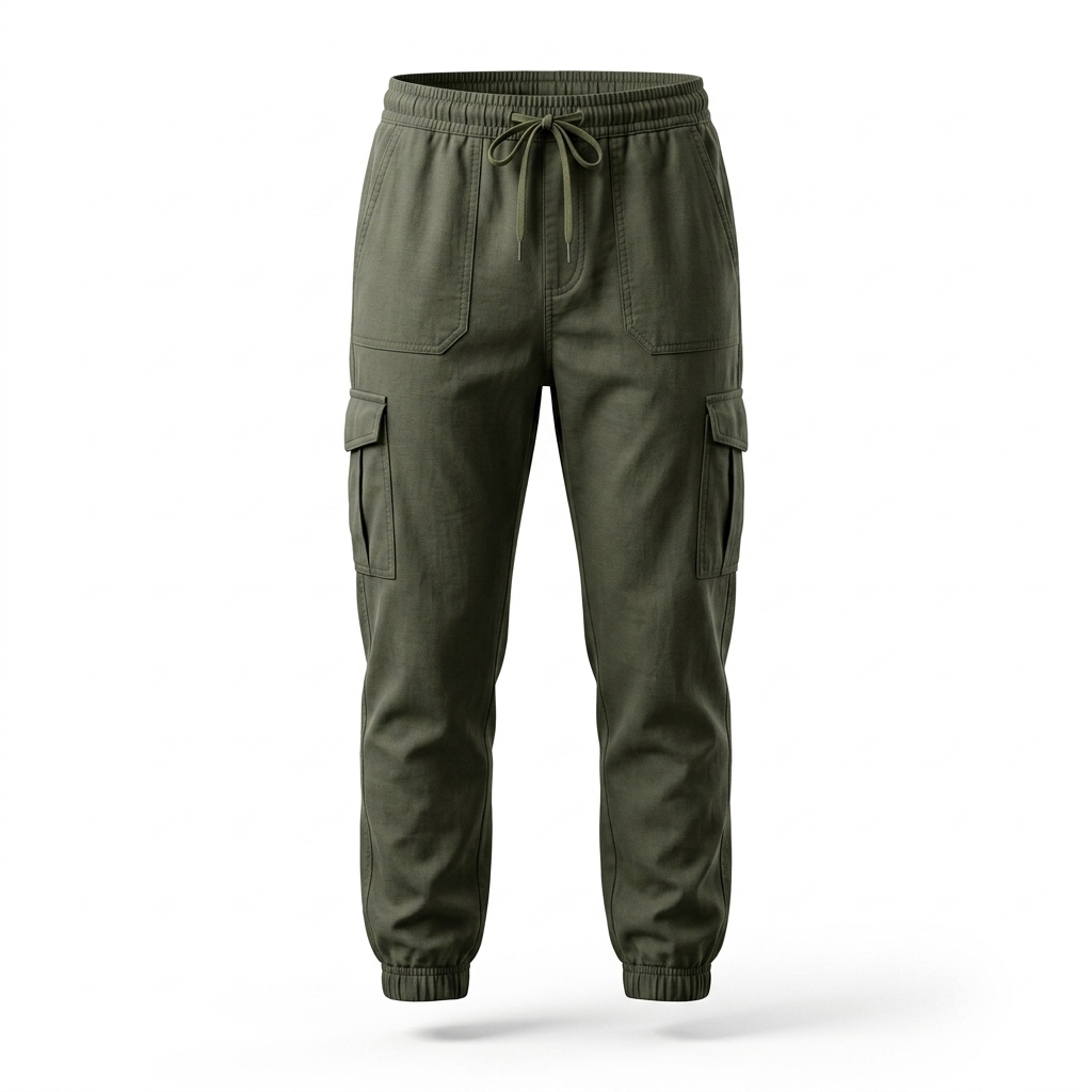 Men's Olive Green Cargo Joggers | Comfortable Pants