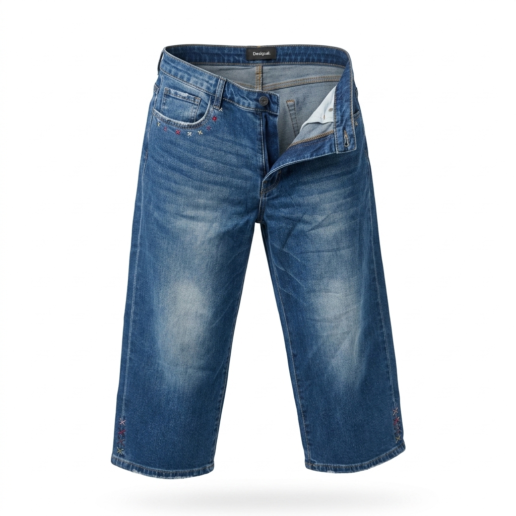 Desigual Women's Embroidered Cropped Denim Jeans