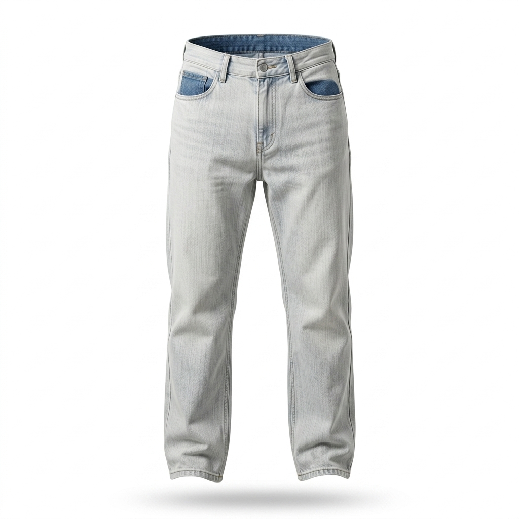Light Wash Straight Fit Denim Jeans for Men