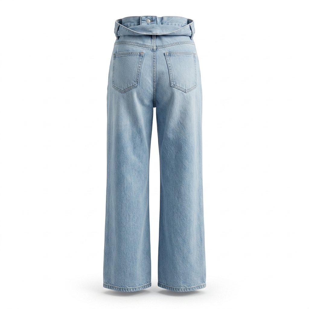 Women's Light Blue High-Waist Wide-Leg Jeans