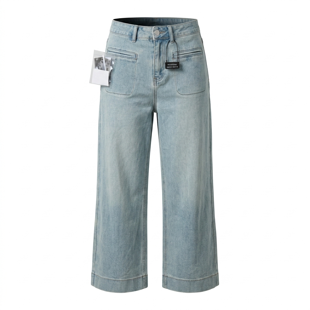 Women's Light Blue Wide Leg Denim Jeans