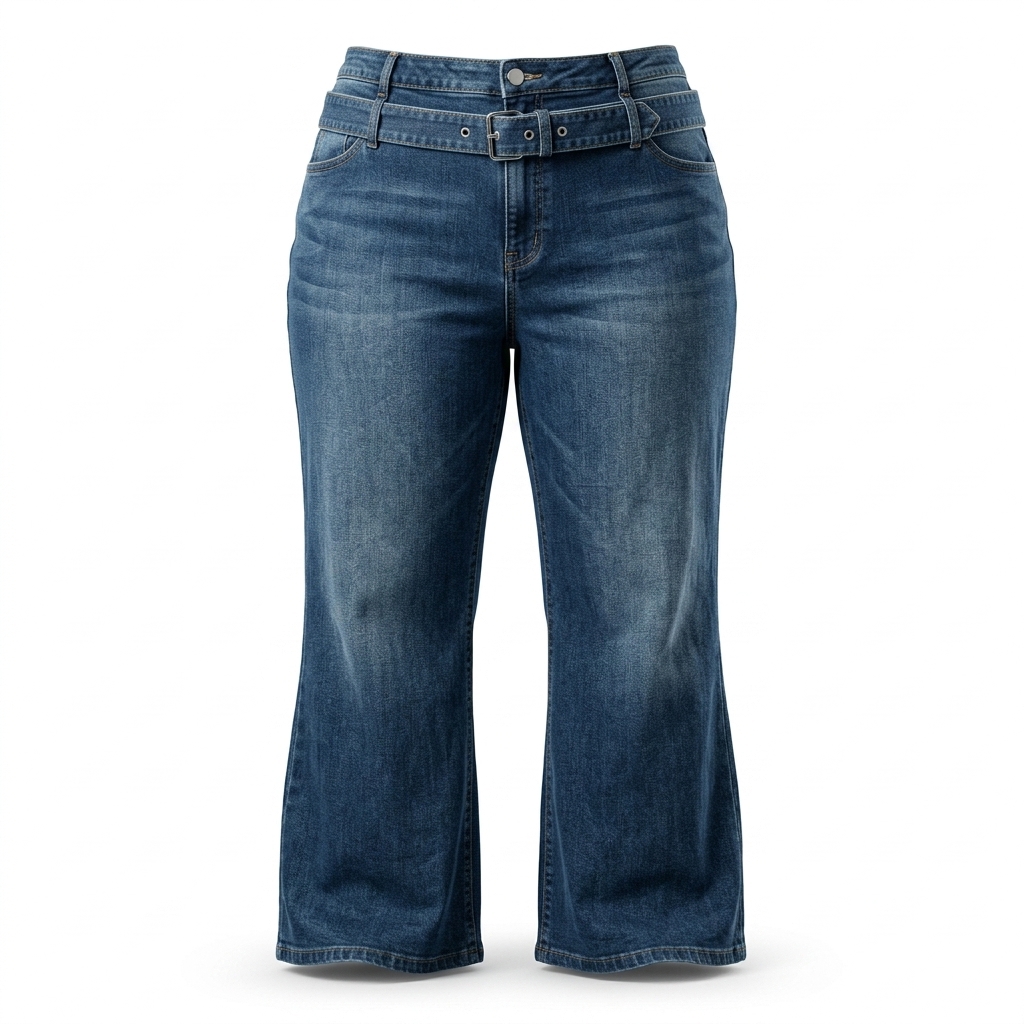 Women's High-Waist Wide Leg Jeans with Belt
