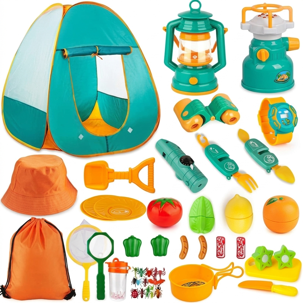 Kids Camping Adventure Pretend Play Tent Set
