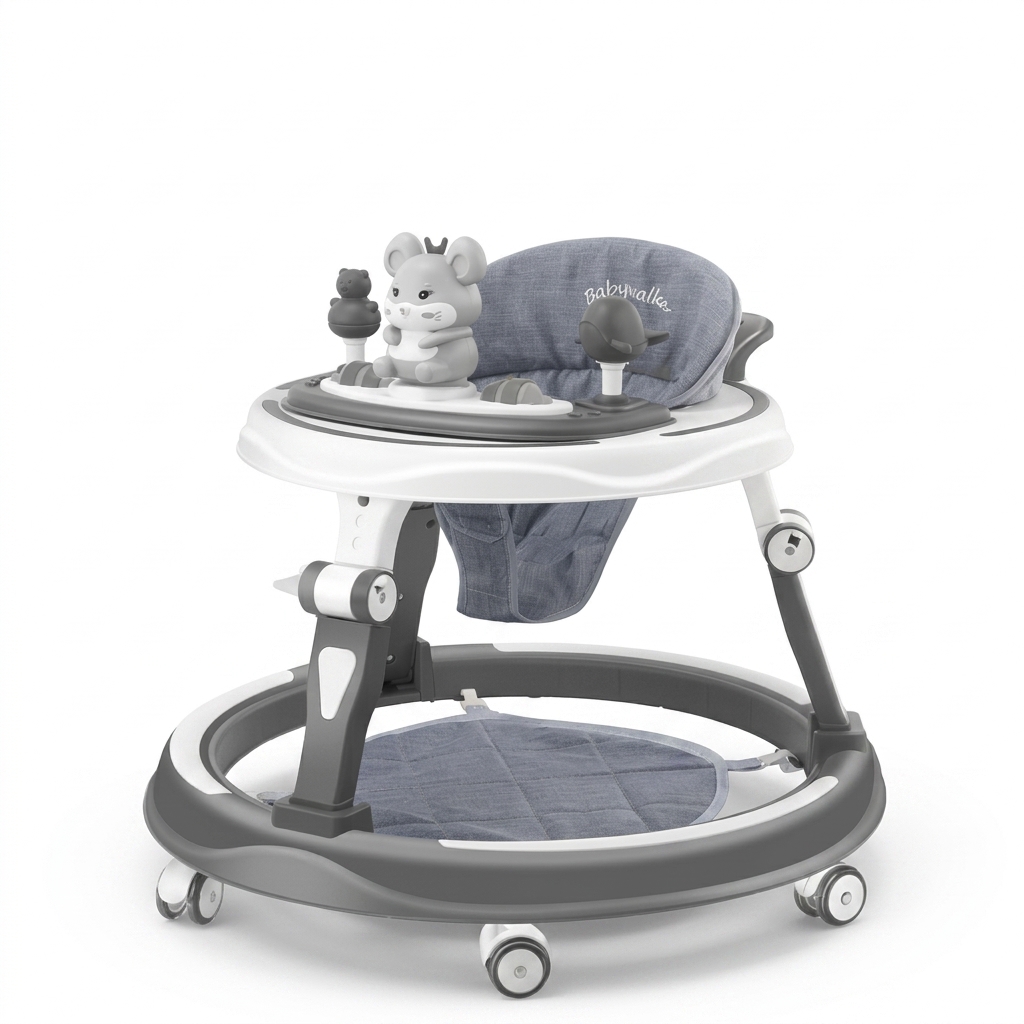 Baby Walker with Padded Seat and Activity Tray