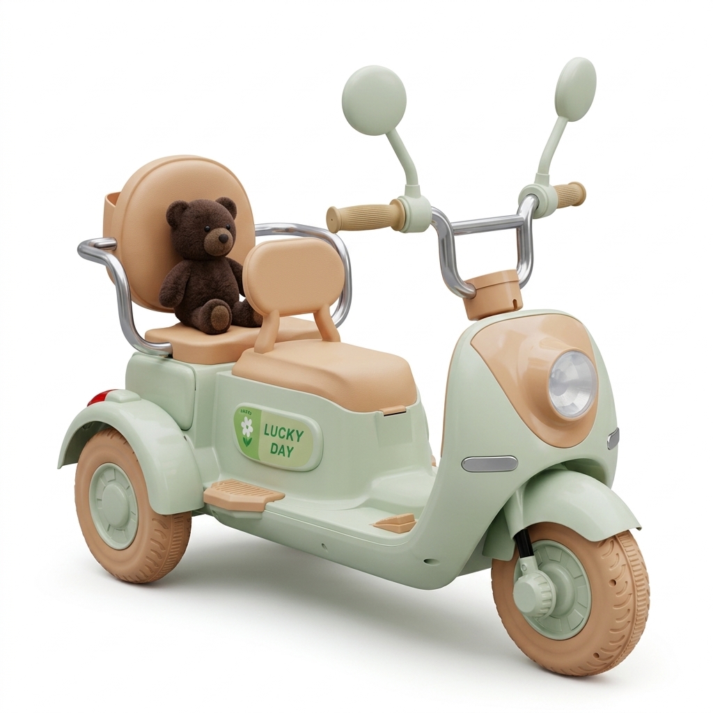 Kids Ride-On Tricycle with Push Handle - Cream